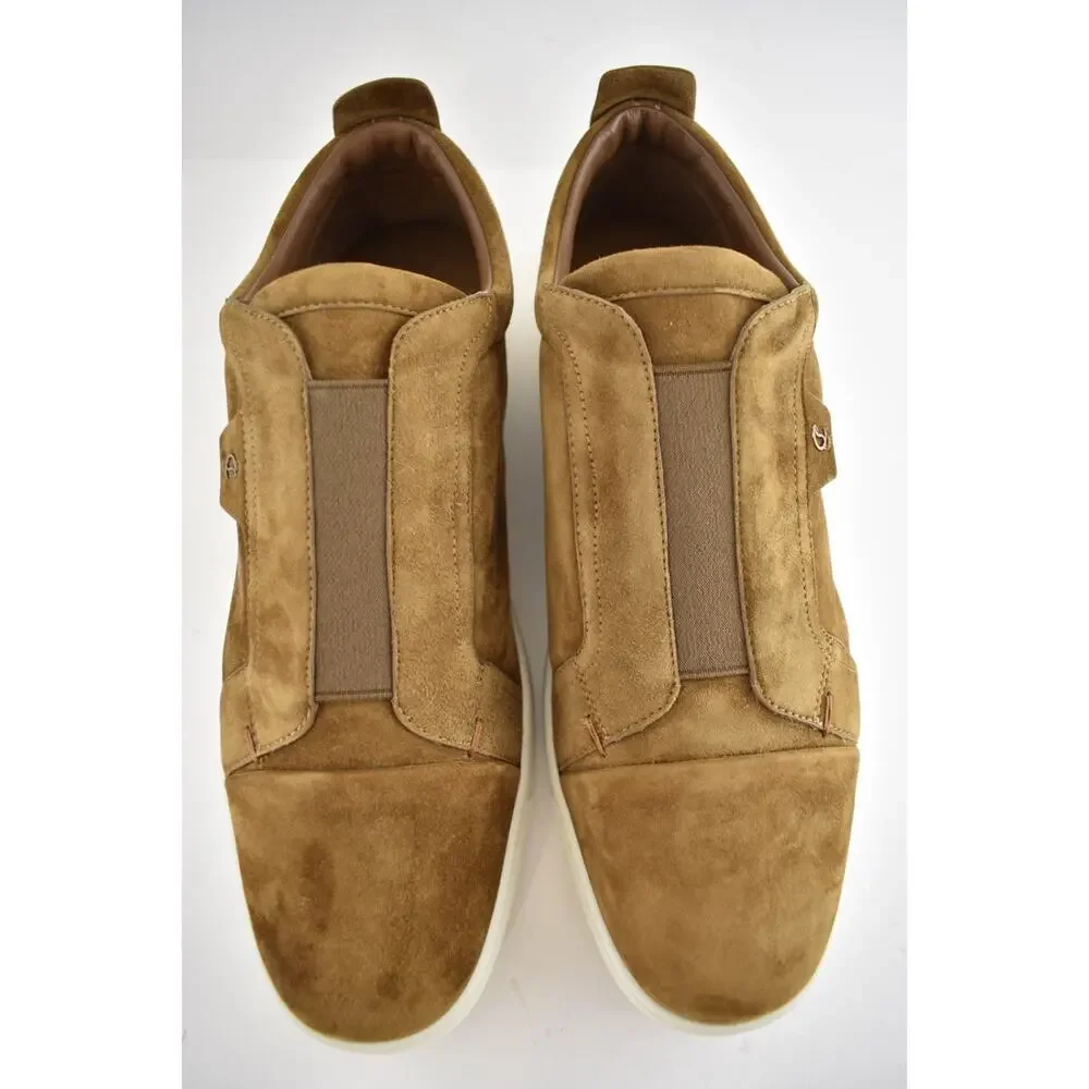 Christian Louboutin Mens St Louis Flat Rhea Brown Suede Low Top Sneakers 47 14